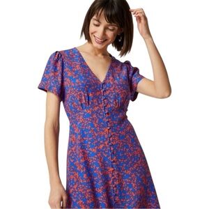 SUNCOO Carine Short Sleeve V-Neck Mini Dress